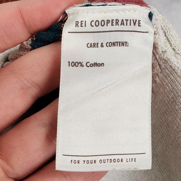 REI Sweater Women Large White Blue Striped Waffle Knit Pullover Cotton Crew Neck - Picture 8 of 12